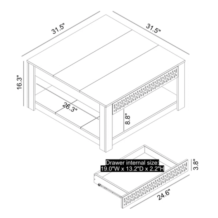 LoomEdge Sleek Industrial Coffee Table with Storage - Image 6