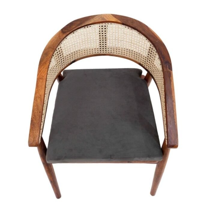 Cane Chair with Cushion - Brown - Image 6