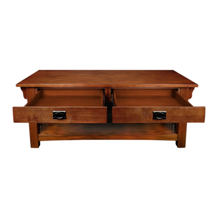 MetroSphere Solid Wood Coffee Table In Medium Oak - Image 4