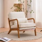 White Upholstered Linen Arm Chair