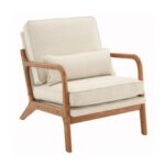 White Upholstered Linen Arm Chair - Image 4