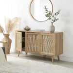 Woven Rattan 3-Door Sideboard, Natural - Image 3