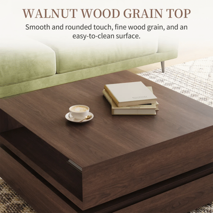 Elementra 31.5'' Square Rotatable Wood Coffee Table With Open Storage Space - Image 5