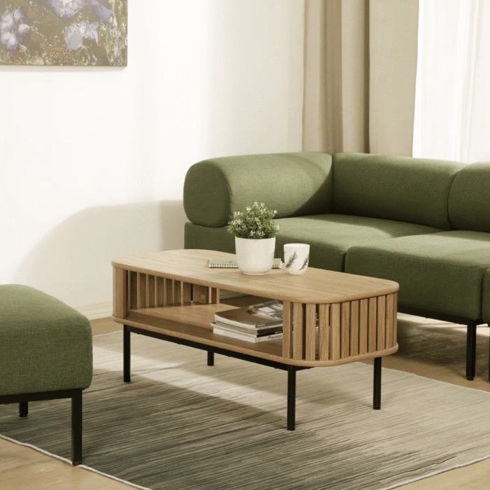 VistaGlow Contemporary Coffee Table with Wide Surface and Elegant Modern Finish For Living Room - Image 3