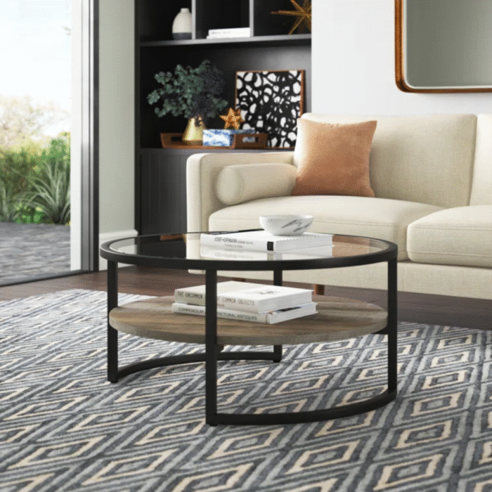 Contemporary Solid Wood Center Table With Wide Polished Top, Strong Frame And Decorative Modern Lifestyle Look - Image 1