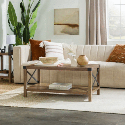 NovaBloom Designer Coffee Table With Open Storage Shelf, Elegant Wooden Texture And Strong Build
