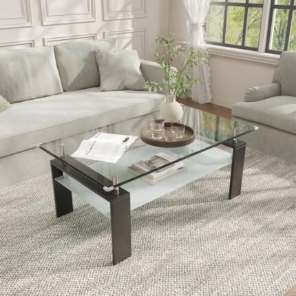 VistaHaven Living Room Table,Rectangle Coffee Table With Storage