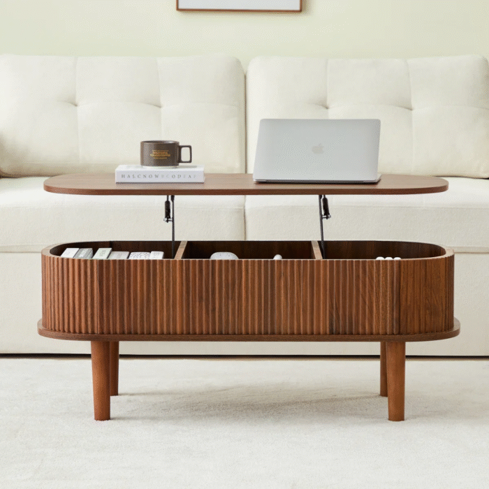 Aurora Nest Luxe Wooden Coffee Table with Functional Storage and Modern Minimalist Look - Image 6