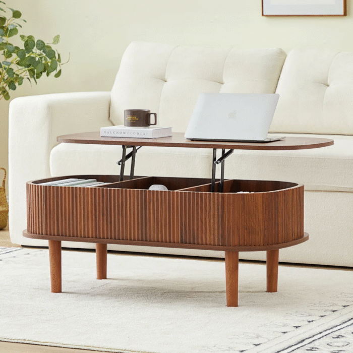 Aurora Nest Luxe Wooden Coffee Table with Functional Storage and Modern Minimalist Look - Image 7
