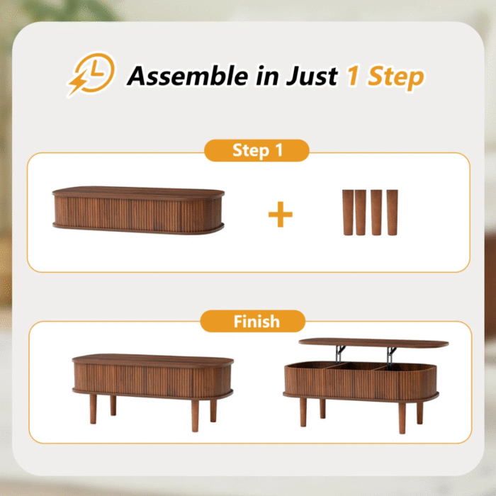 Aurora Nest Luxe Wooden Coffee Table with Functional Storage and Modern Minimalist Look - Image 9