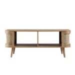 Wooden Curved Rattan Coffee Table - Image 3