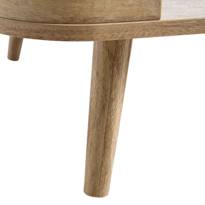 Wooden Curved Rattan Coffee Table - Image 8