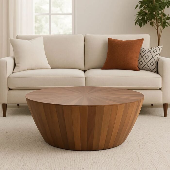 Eclipse Handcrafted Nesting Coffee Table Set With Sleek Wooden Base and Contemporary Minimalist Look - Image 2