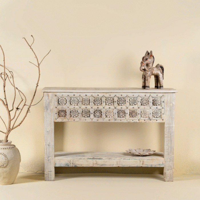 Rajwada Antique Reclaimed Teak Wood Console Table 134cm - Image 1