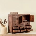 Mysore Charm Solid Elegant Teak Wood Sideboard with Drawers 100cm - Image 3