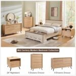 Samprati Modern 5-drawer Wood Dresser Mid Century Fluted Design - Image 6