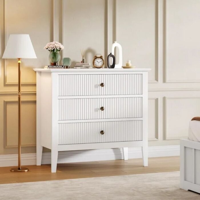 Solora Modern 3 Drawers Dresser, Wood Drawers - Image 1