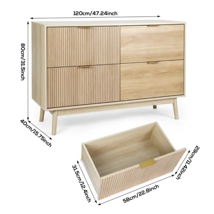 Ekatra Storage 47.2'' W Unfinished 4 - Drawer Dresser - Image 4
