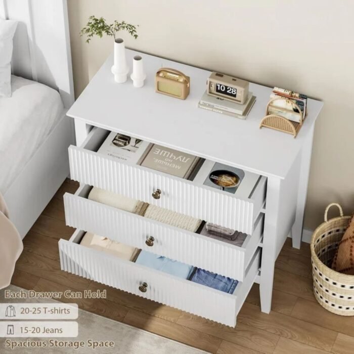 Solora Modern 3 Drawers Dresser, Wood Drawers - Image 3