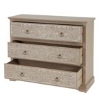 Vistara Luxe Wooden Dresser With 3 Drawers & Floral Carved Accents - Image 2