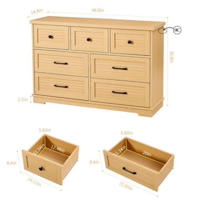 Nivriti Luxe 46.8'' W 7 - Drawer Dresser, Farmhouse Chest Of Drawers For Bedroom - Image 5