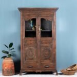 UrbanAura Antique Teak Wood Showcase 170cm