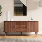 Samriddhi Edge 63" Wood Sideboard with 3 Drawer Mid Century Modern