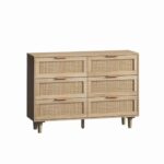 Saanjh Aura 6 Drawer Dresser,Modern Storage Cabinet with Wooden Legs - Image 3