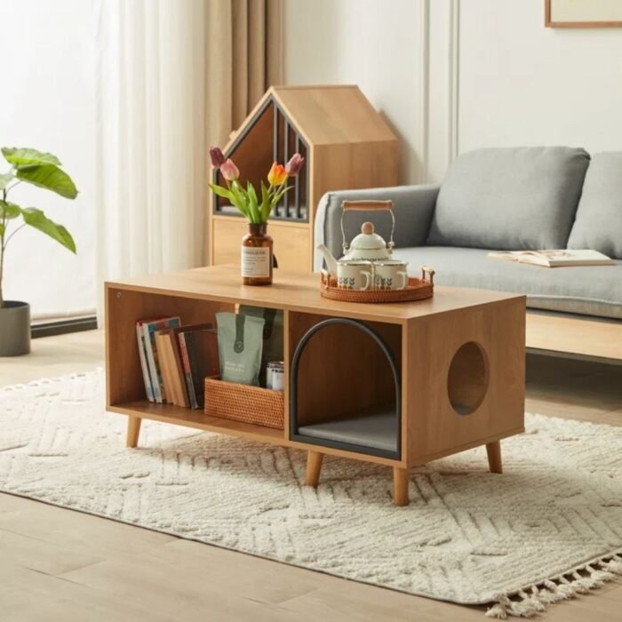 IndraNest Center Table With Cat Resting Place - Image 2