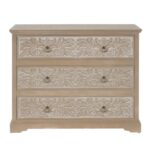 Vistara Luxe Wooden Dresser With 3 Drawers & Floral Carved Accents - Image 8
