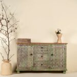 Sanskriti Handcrafted Teak Wood Chest of Drawers Ibiza Style 100cm