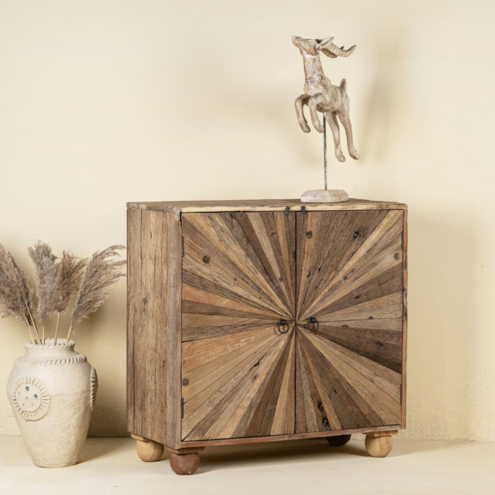 ModuSpace Modern Rustic Minimalistic Reclaimed Wood Cupboard Sunburst 90cms - Image 2