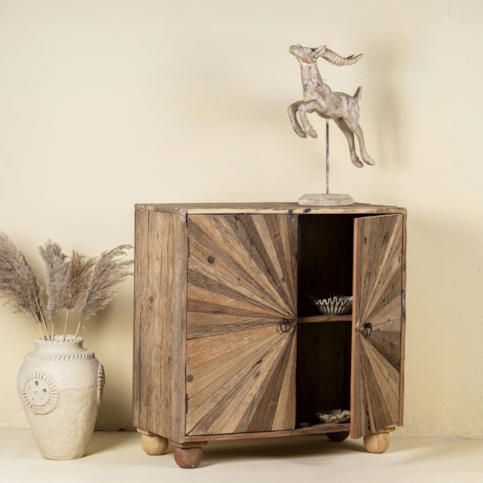 ModuSpace Modern Rustic Minimalistic Reclaimed Wood Cupboard Sunburst 90cms - Image 3
