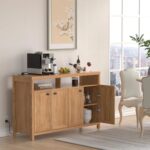 Amara Nest 55" Heavy-Duty Thick Sideboard Buffet With Open Shelf, Credenza Storage Cabinets - Image 3