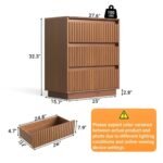 Trisha Harmony 3-Drawer Dresser 27.5"W Single Dresser With Waveform Fluted Panel - Image 5