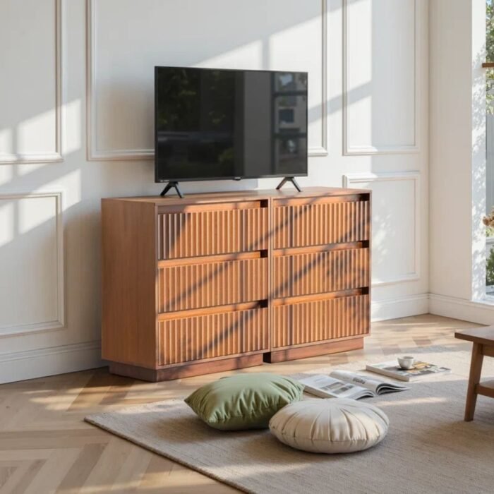 Trisha Harmony 3-Drawer Dresser 27.5"W Single Dresser With Waveform Fluted Panel - Image 8