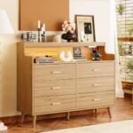 Asthra 47.24”W-6 Drawers Dresser, S-Frame Storage Chest With 2 Shelves & 6 Drawers