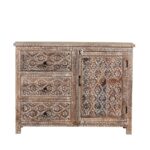 Nritya Tribal Motif Hand Carved Sideboard In Vintage Style 120cm - Image 5