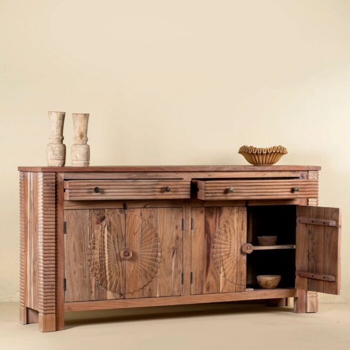 Agra Mahal Acacia Wood Sideboard Natural Elegance 180cm - Image 3
