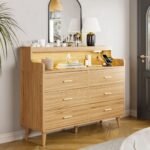 Asthra 47.24”W-6 Drawers Dresser, S-Frame Storage Chest With 2 Shelves & 6 Drawers - Image 3