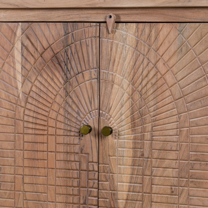 Aaranya Acacia Wood Ssideboard Geometric Design 180cm - Image 4