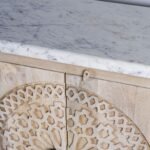 Shahi Aura Hand Carved Acacia Wood Sideboard With White Marble Top 180cm - Image 4