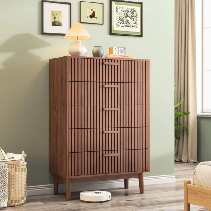 Utsav Luxe 5 Drawer 31.5" W Double Dresser, Modern Wood Drawer Double Dresser - Image 1