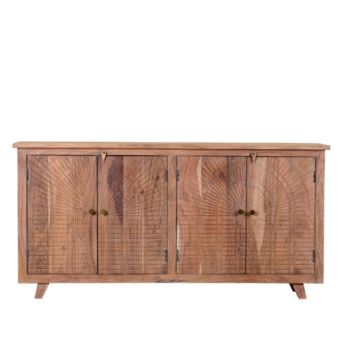 Aaranya Acacia Wood Ssideboard Geometric Design 180cm - Image 5