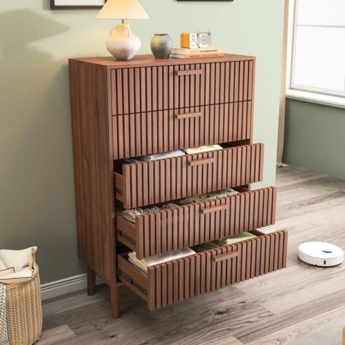 Utsav Luxe 5 Drawer 31.5" W Double Dresser, Modern Wood Drawer Double Dresser - Image 7