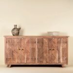 Shubhra Carved Acacia Wood Sideboard Natural Elegance 180cm