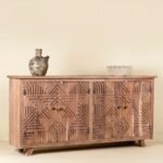 Shubhra Carved Acacia Wood Sideboard Natural Elegance 180cm - Image 2