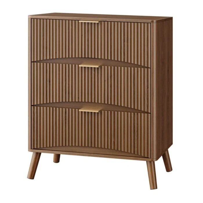 NavaRang 31.5"W 3 Drawers Dresser Organizer Fluted Design Nightstand with Storage - Image 3