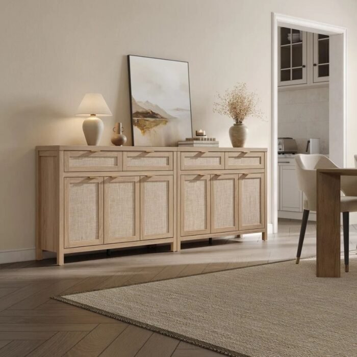 Sanskriti Modern 43.39'' W 2-Drawer And 3-Door Rattan Sideboard With Adjustable Shelves - Image 6