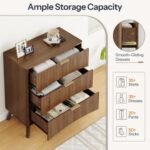 NavaRang 31.5"W 3 Drawers Dresser Organizer Fluted Design Nightstand with Storage - Image 4